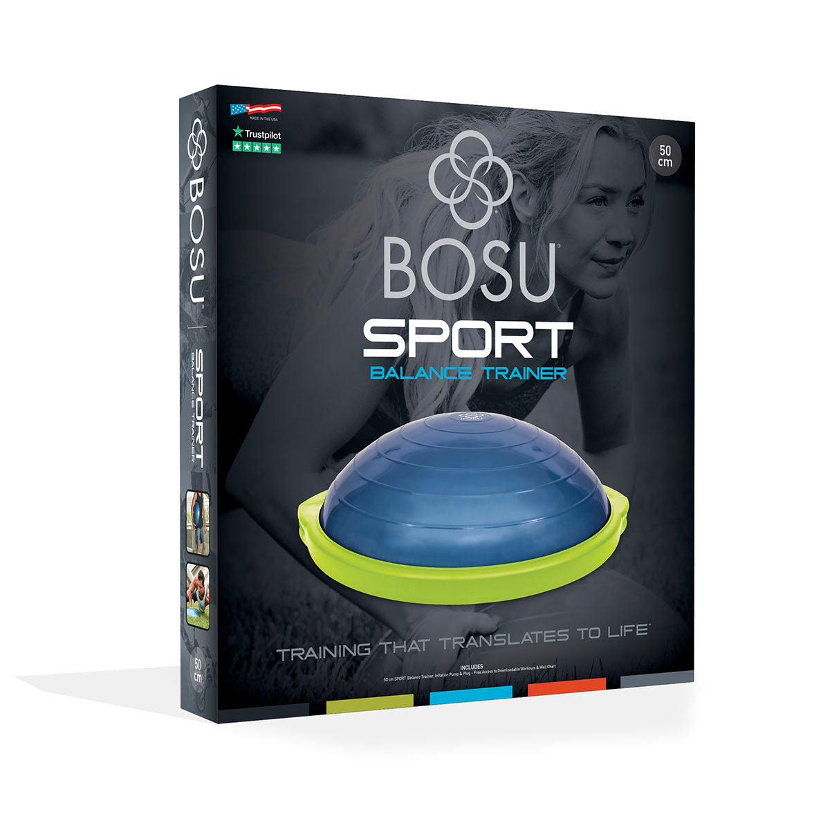 BOSU Sport Balance Trainer, Blue Bladder/Lime Green Rim