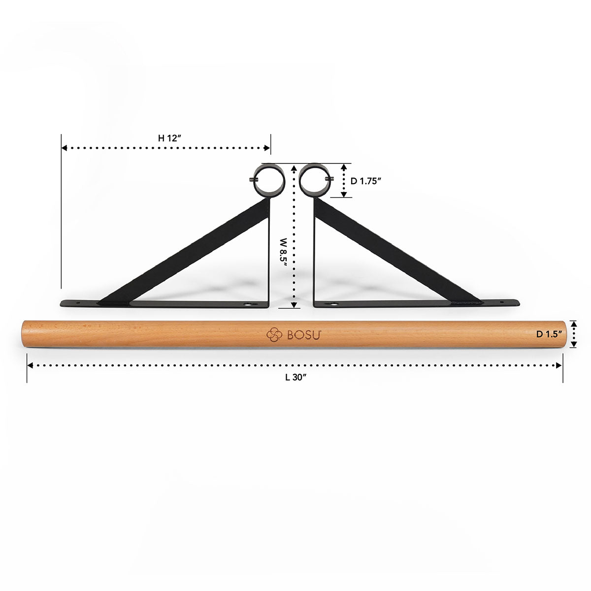BOSU Balance Bar with Wall Mount Assembly