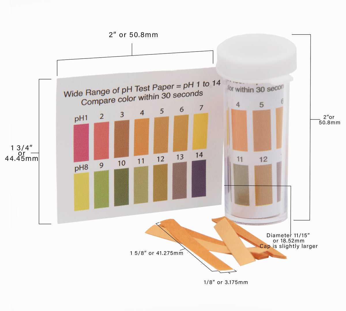 Wide-Range pH Test Paper Range 1-14, with 100 Strips, Pack of 10