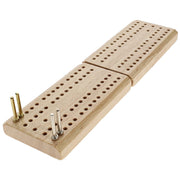 Mini Travel Cribbage Board - Wood, Folding 2 Player Board with Metal Pegs