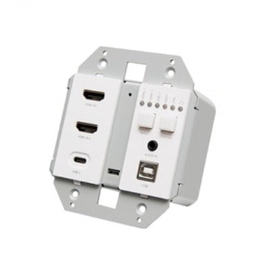 Dual 4K HDMI® HDBaseT + USB-C®, 3.5mm, and USB-B over Cat Extender Dual Gang Wall Plate Transmitter - 4K 60Hz