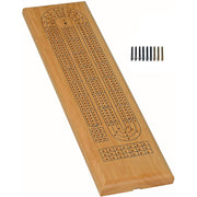 Cribbage - Board  &  Pegs 3 Track Natural Wood