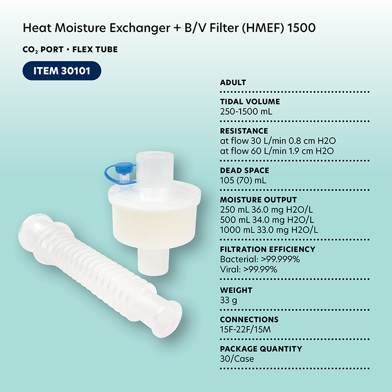Heat Moisture Exchanger - BV Filter (HMEF) 1500, CO2 Port, F,  - 30 per Case