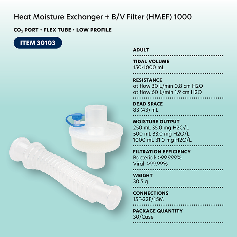 Heat Moisture Exchanger - BV Filter (HMEF) 1000, CO2 Port, F,  - 30 per Case