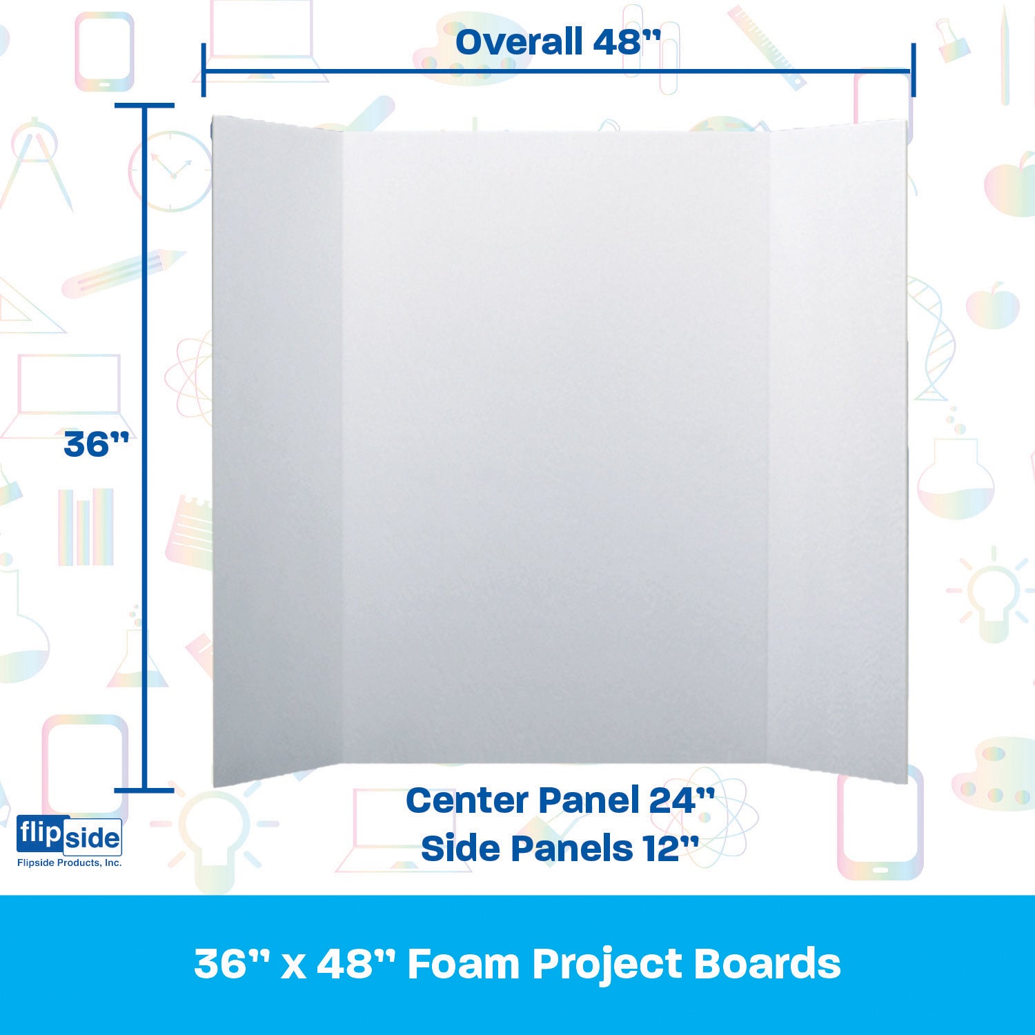 Foam Project Board, 36"W x 48"L, White, Pack of 10