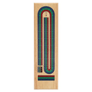 Cribbage - Board  &  Pegs 3 Track Wood Blue, Red And Green Track