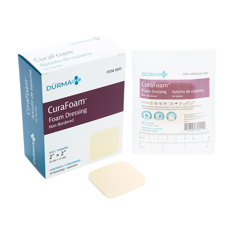 CuraFoam - Foam Dressing, 2" x 2" - 10 pcs per Box/12 boxes per Case