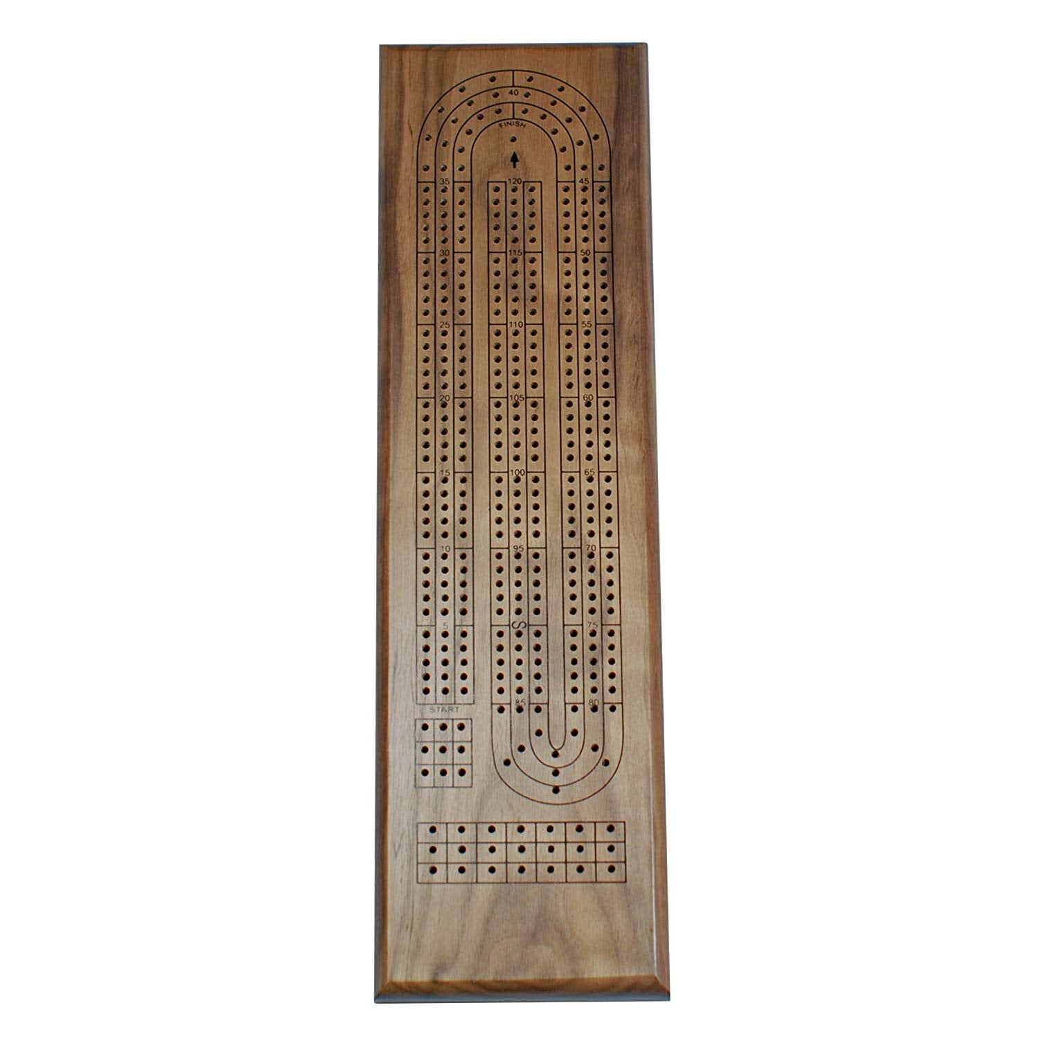 Cribbage - Board  &  Pegs 3 Track Walnut