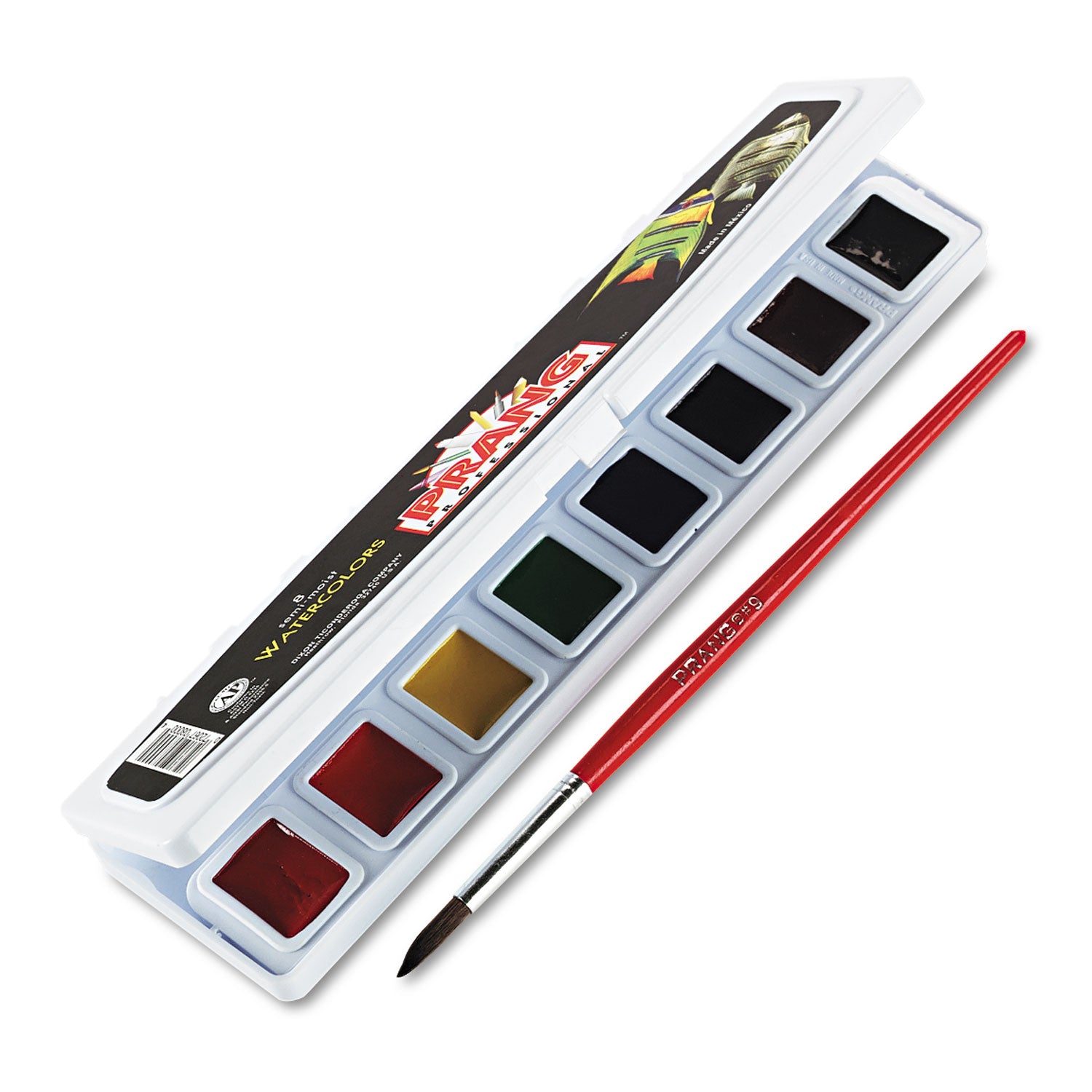 Professional Watercolors, 8-Color Half Pan Set with Brush