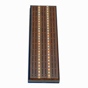Classic Cribbage Set - Solid Wood with Inlay Sprint 3 Track Board with Metal Pegs