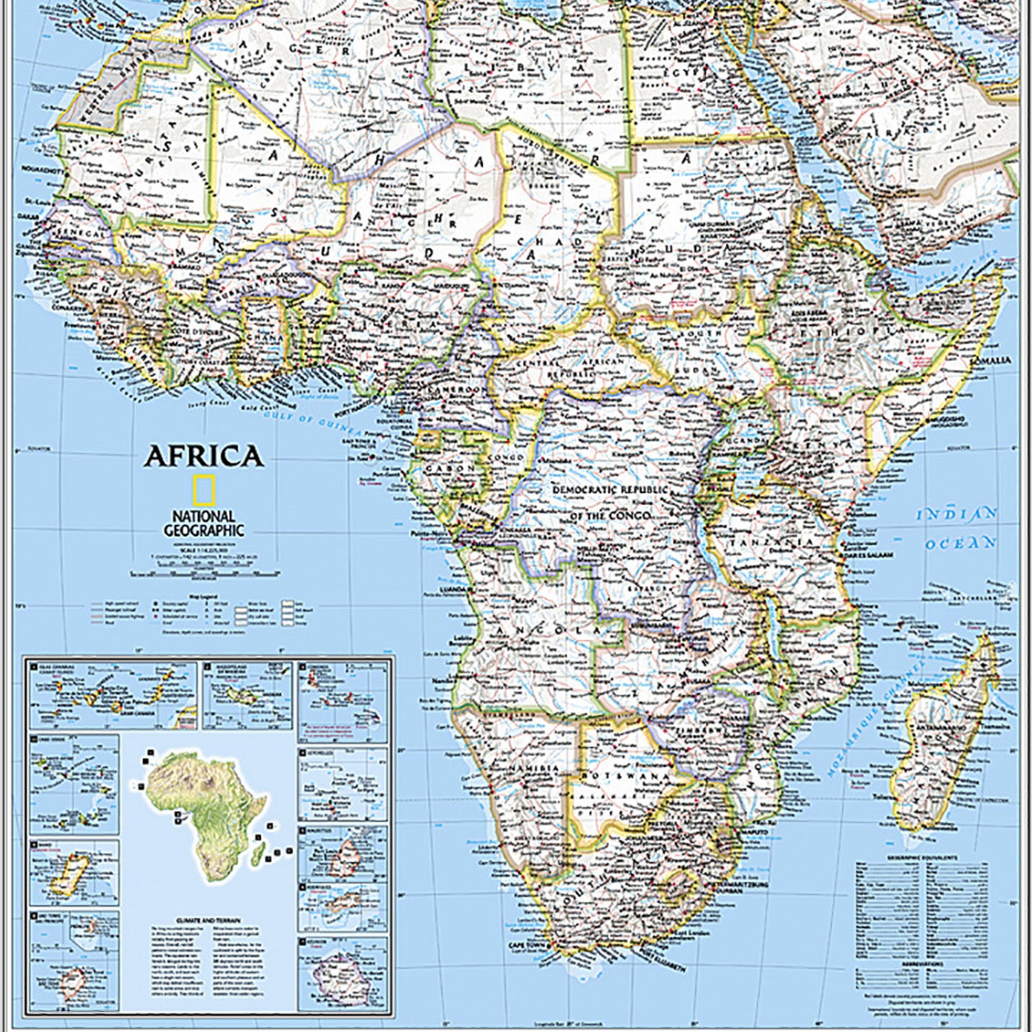Africa Classic Map, Laminated, 24" x 30.75"