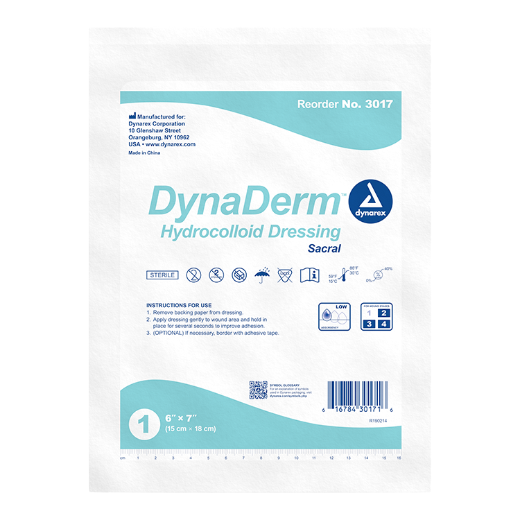 DynaDerm - Hydrocolloid Dressing - Sacral, 6" x 7" - 5 pcs per Box/12 Boxes per Case