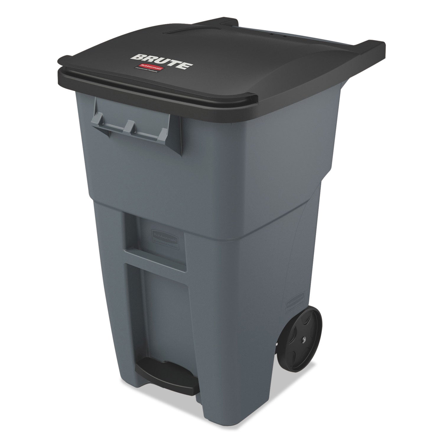 Step-on Opening - Rollout Lid - 50 gal Capacity - Manual - Heavy Duty, Wheels, Reinforced, Handle, Easy to Clean - 39.6" Height x 24" Width - High-density Polyethylene (HDPE) - Gray - 1 Each