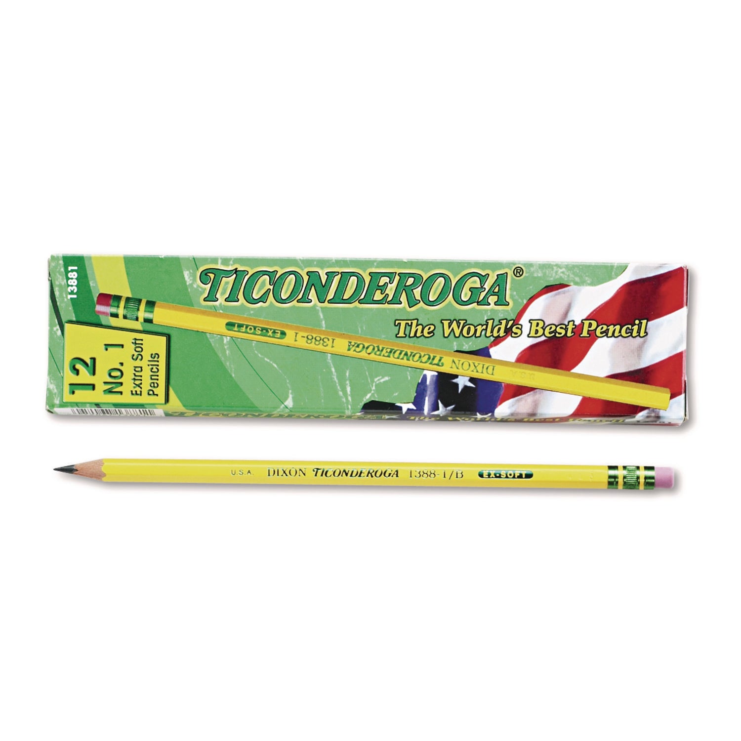 Original Ticonderoga® Pencils, No. 1 Extra Soft Yellow, Unsharpened, Box of 12