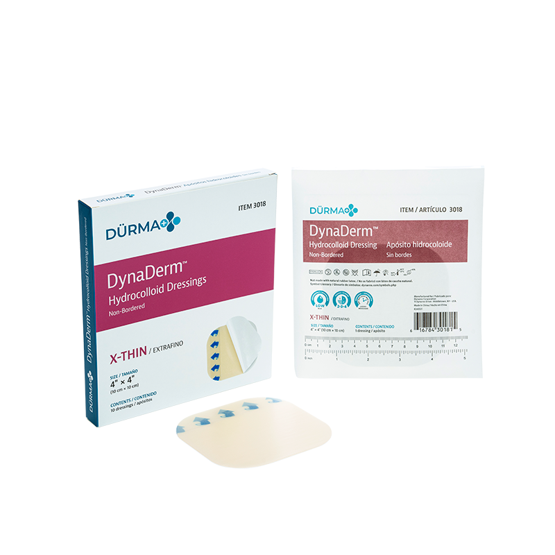 DynaDerm - Hydrocolloid Dressing - Extra Thin, 4" x 4"- 10 pcs per Box/12 Boxes per Case