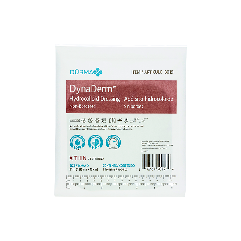 DynaDerm - Hydrocolloid Dressing - Extra Thin, 6" x 6"- 5 pcs per Box/12 Boxes per Case