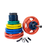 Color 400 Lb Rubber Grip Oly Set, Chrome Bar