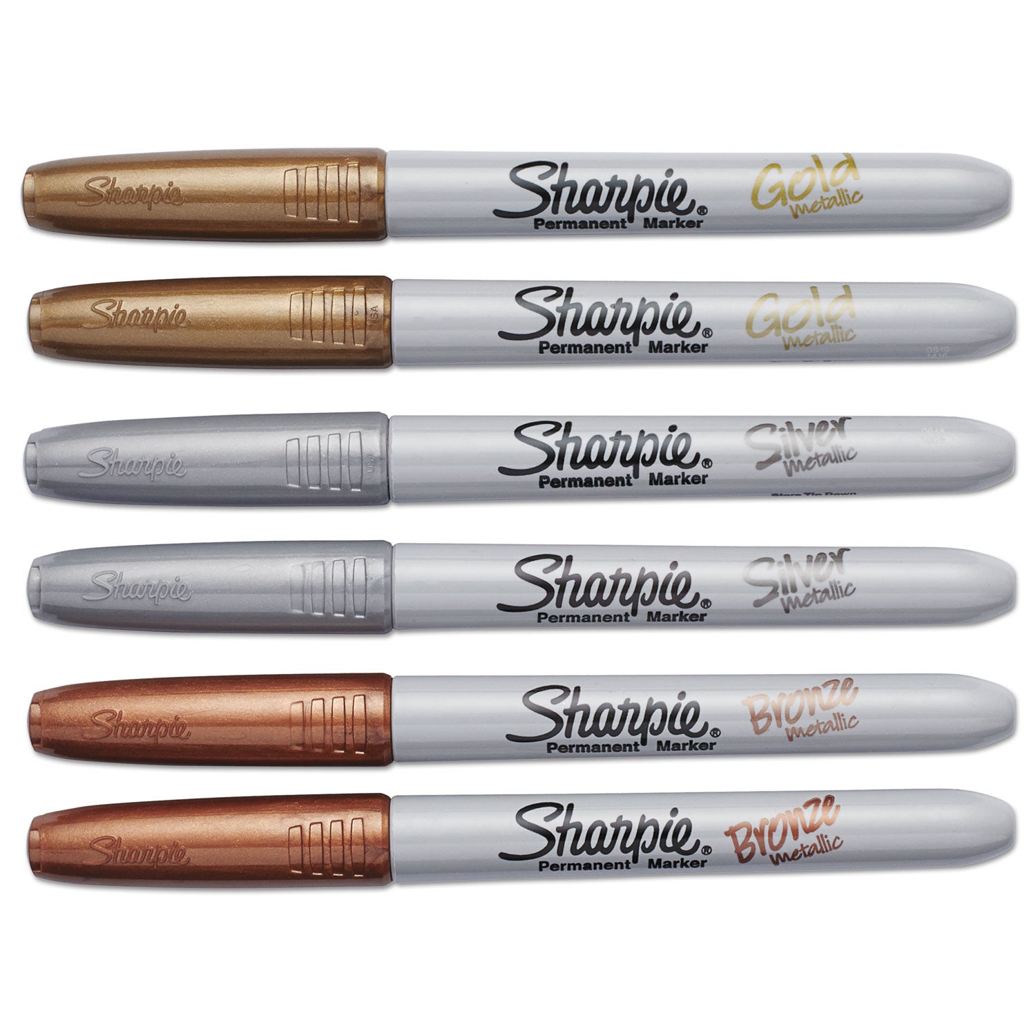 Sharpie Metallic Permanent Markers - Fine Marker Point - Assorted Ink - 6 / Pack