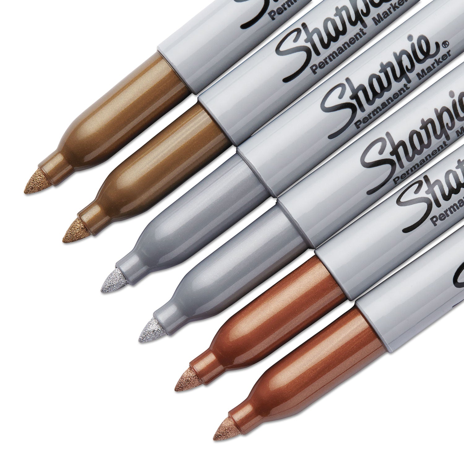 Sharpie Metallic Permanent Markers - Fine Marker Point - Assorted Ink - 6 / Pack