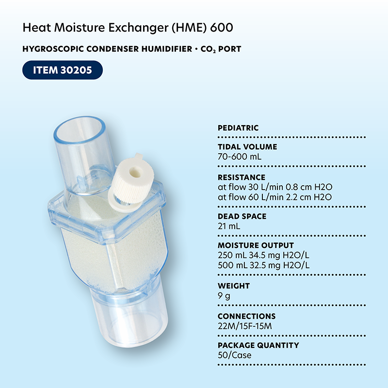Heat Moisture Exchanger (HME) 600, HCH, CO2 Port  - 50 Boxes per Case