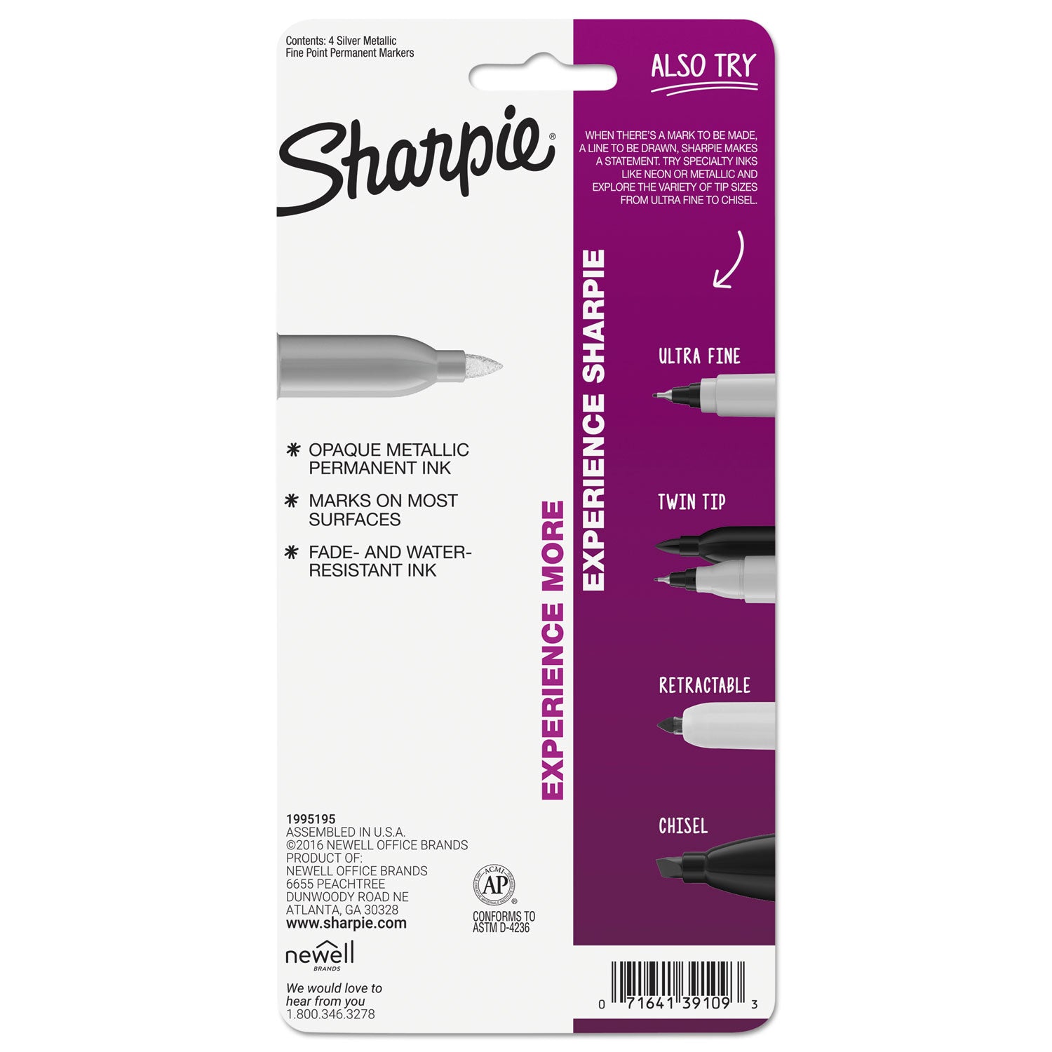 Sharpie Metallic Permanent Markers - 0.5 mm Fine Marker Point - Silver Ink - Silver Barrel - 4 / Pack
