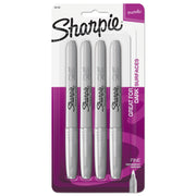 Sharpie Metallic Permanent Markers - 0.5 mm Fine Marker Point - Silver Ink - Silver Barrel - 4 / Pack
