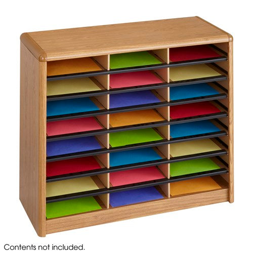Value Sorter® Literature Organizer, 24 Compartment - Medium Oak