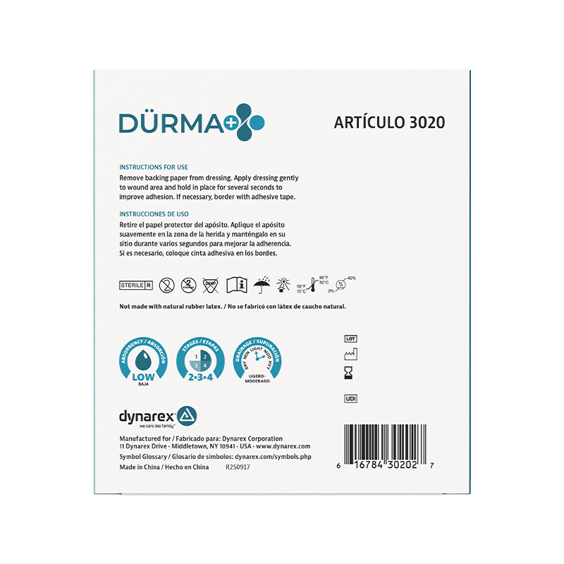 DynaDerm - Hydrocolloid Foam, 4" x 4", 5 pcs per Box/12 boxes per Case