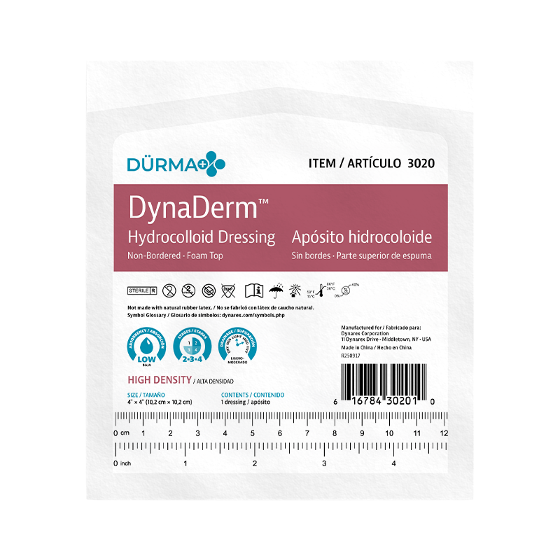 DynaDerm - Hydrocolloid Foam, 4" x 4", 5 pcs per Box/12 boxes per Case