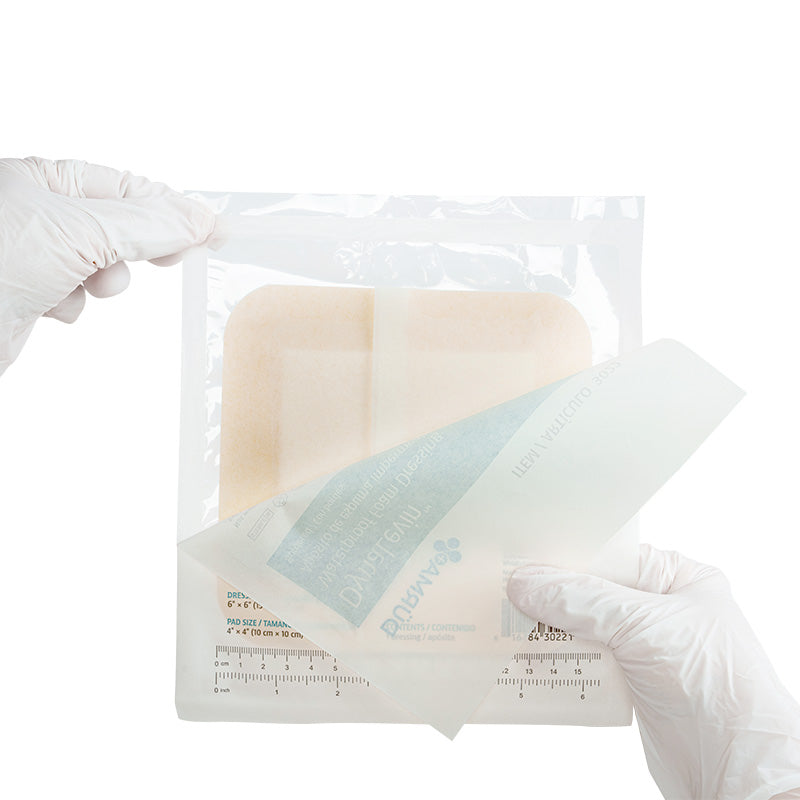 DynaLevin - Waterproof Foam Dressing Bordered, 6" x 6" - 10 pcs per Box/12 boxes per Case