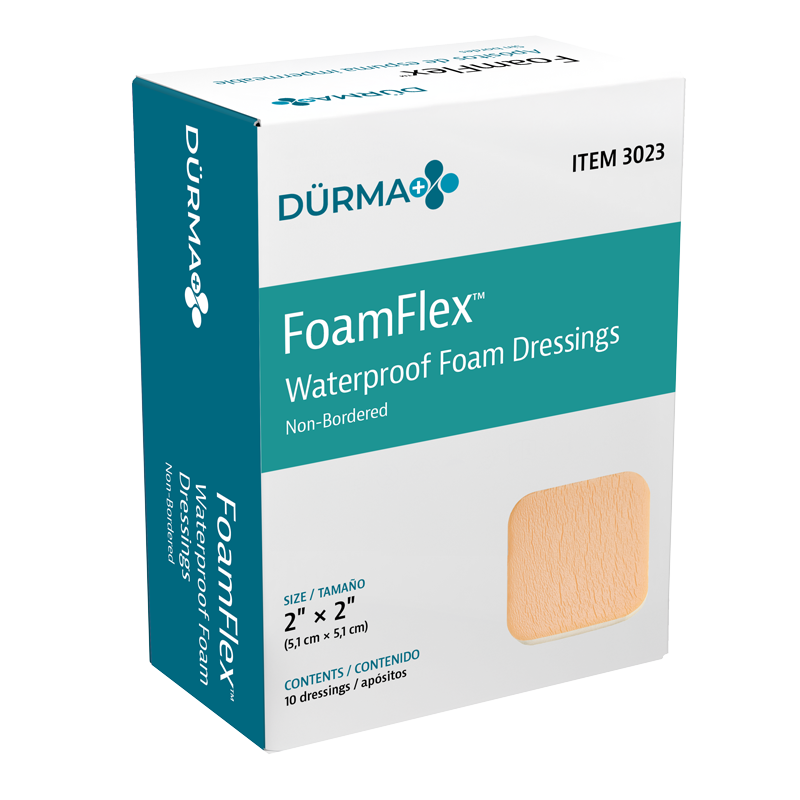 FoamFlex - Waterproof Foam Dressing Non-Bordered, 2" x 2" - 10 pcs per Box/12 boxes per Case