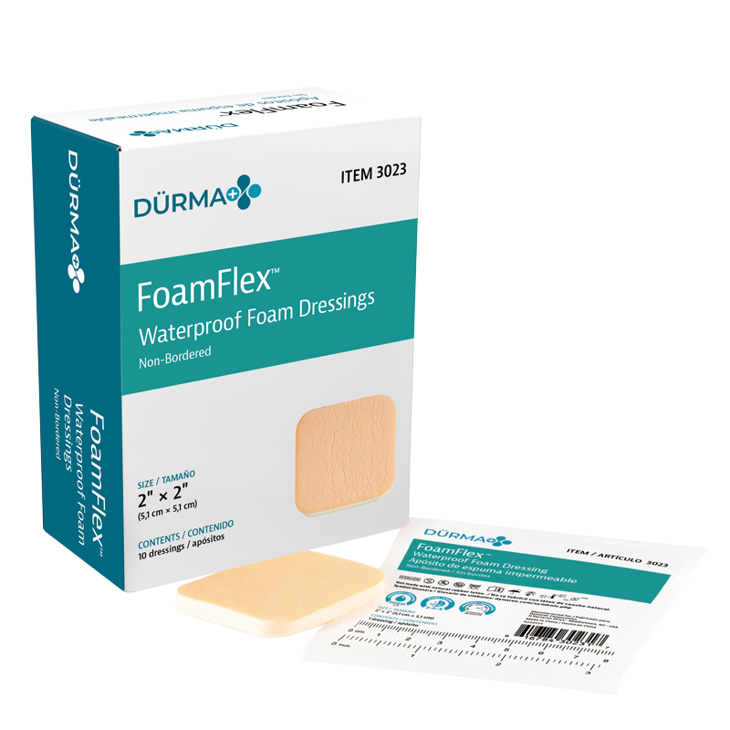 FoamFlex - Waterproof Foam Dressing Non-Bordered, 2" x 2" - 10 pcs per Box/12 boxes per Case