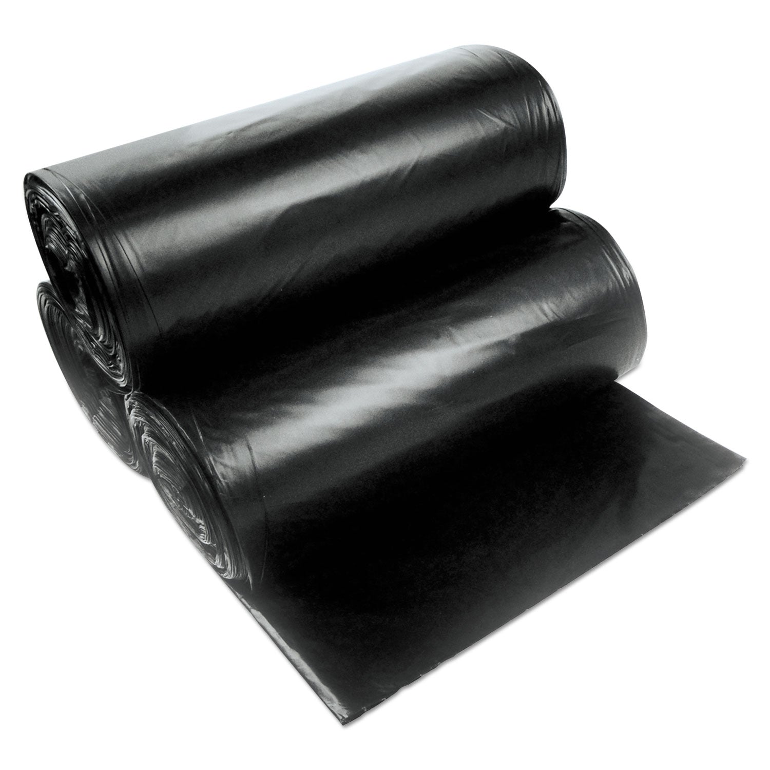 Heritage AccuFit 1.3mil Black Can Liners, 23 gal, 75 lb Capacity, 45" x 28", 25/Roll, 8 Rolls/Carton