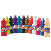 Tempera Paint Set, Assorted Colors, 16 oz Bottles, Set of 12