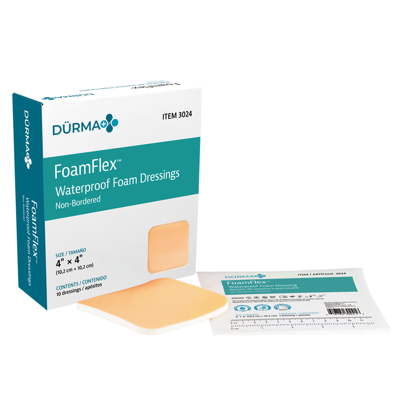 FoamFlex - Waterproof Foam Dressing Non-Bordered, 4" x 4" - 10 pcs per Box/12 boxes per Case