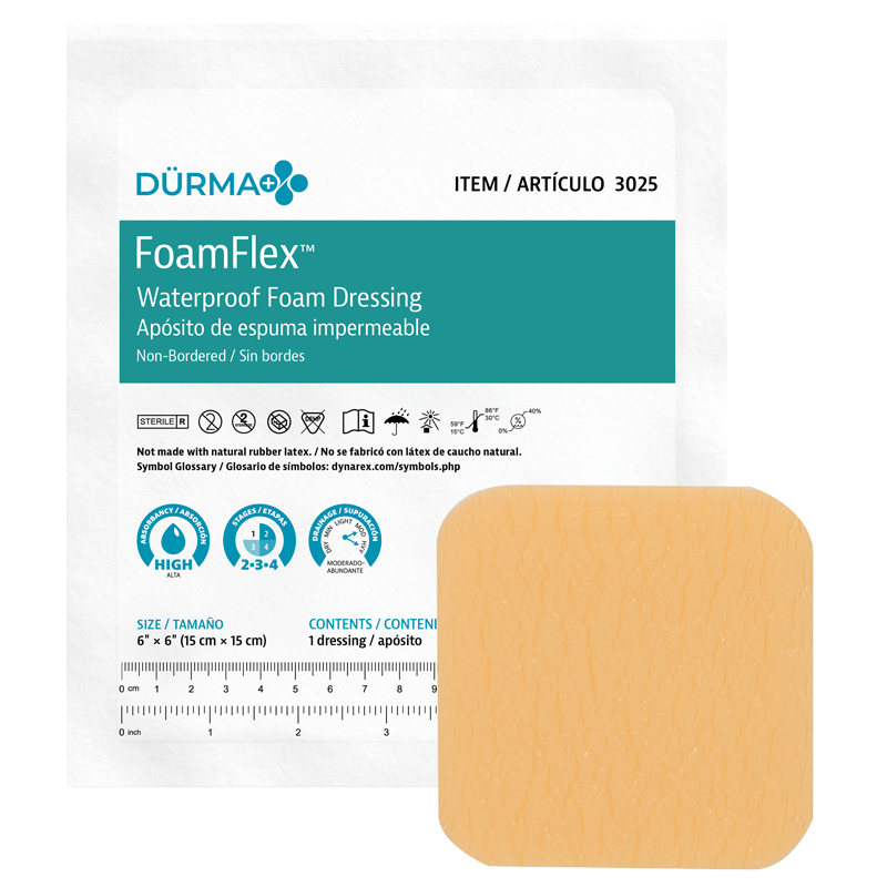 FoamFlex - Waterproof Foam Dressing Non-Bordered, 6" x 6" - 10 pcs per Box/12 boxes per Case
