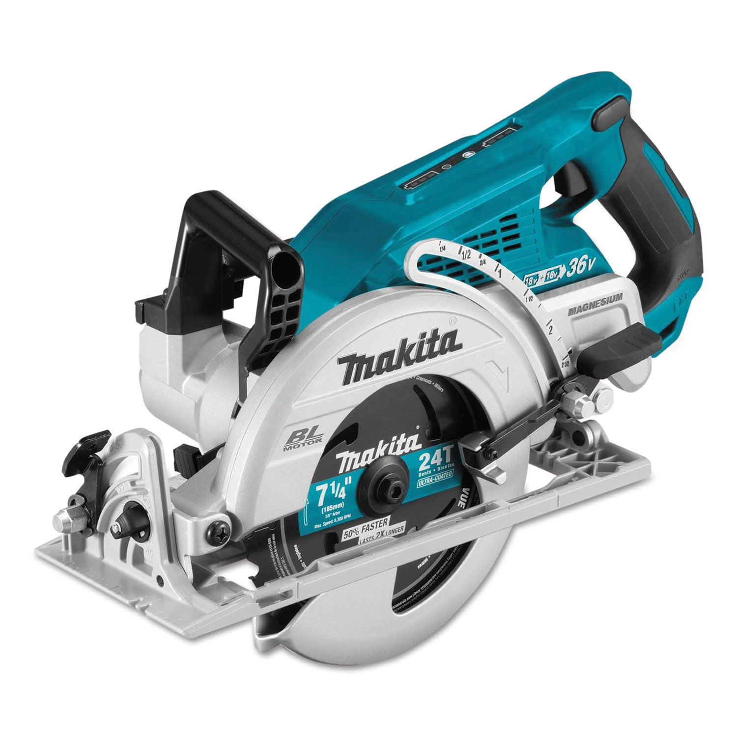 18V X2 (36V) LXT Brushless 7.25" Cordless Rear Handle Circular Saw Kit With Batteries, 5, 100 RPM, 0 To +53 Degree Bevel Range