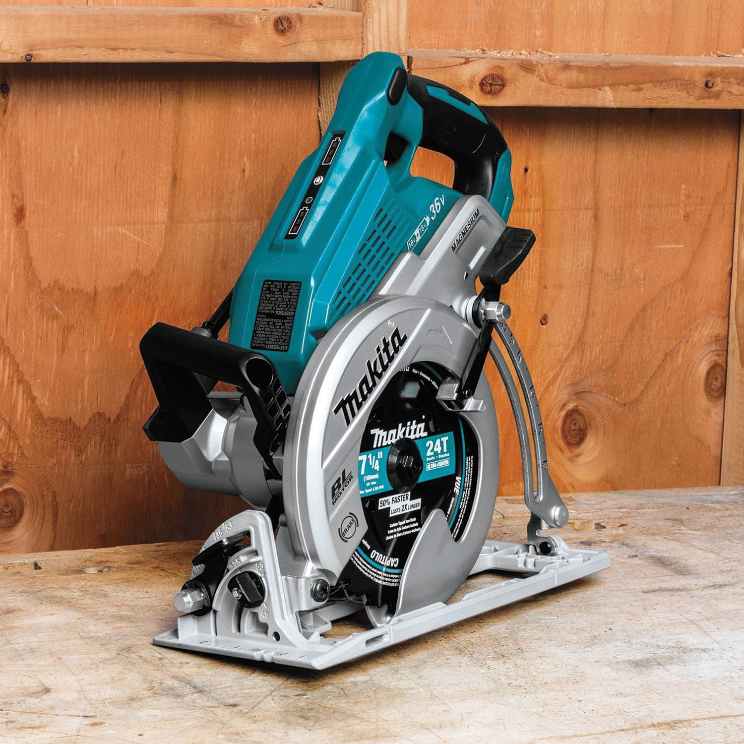 18V X2 (36V) LXT Brushless 7.25" Cordless Rear Handle Circular Saw Kit With Batteries, 5, 100 RPM, 0 To +53 Degree Bevel Range