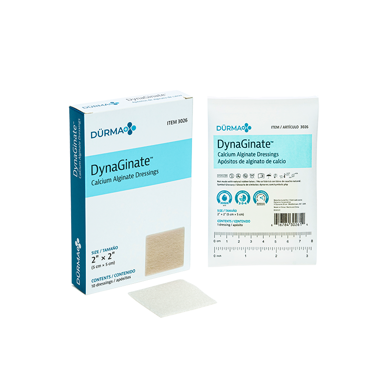 DynaGinate - Calcium Alginate Dressing, 2" x 2" - 10 pcs per Box/12 boxes per Case
