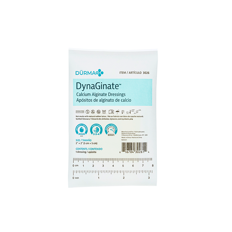 DynaGinate - Calcium Alginate Dressing, 2" x 2" - 10 pcs per Box/12 boxes per Case