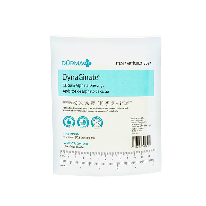 DynaGinate - Calcium Alginate Dressing, 4.25" x 4.25" - 10 pcs per Box/12 boxes per Case