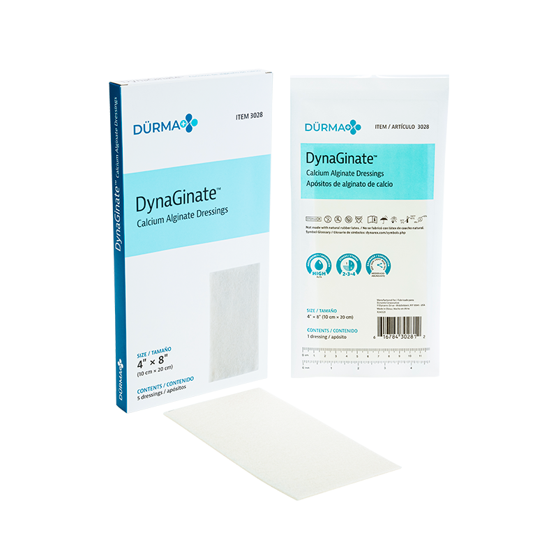 DynaGinate - Calcium Alginate Dressing, 4" x 8" - 5 pcs per Box/12 boxes per Case