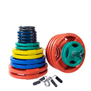Color 500 Lb Rubber Grip Oly Set, Chrome Bar