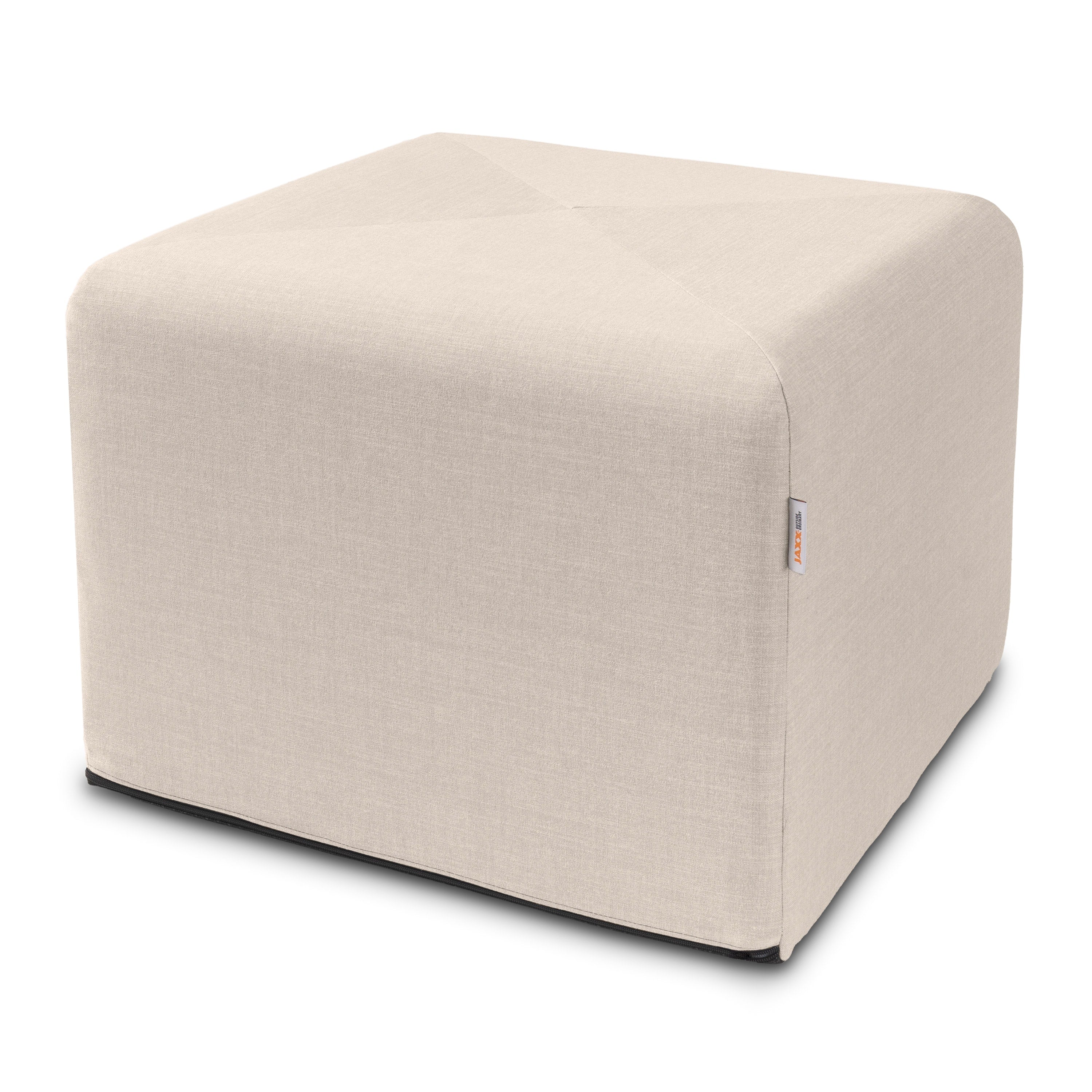 Jaxx Monroe Square Foam Ottoman with Stain Resistant Performance Fabric, Large (24 x 24 x 18), Mist Light Grey