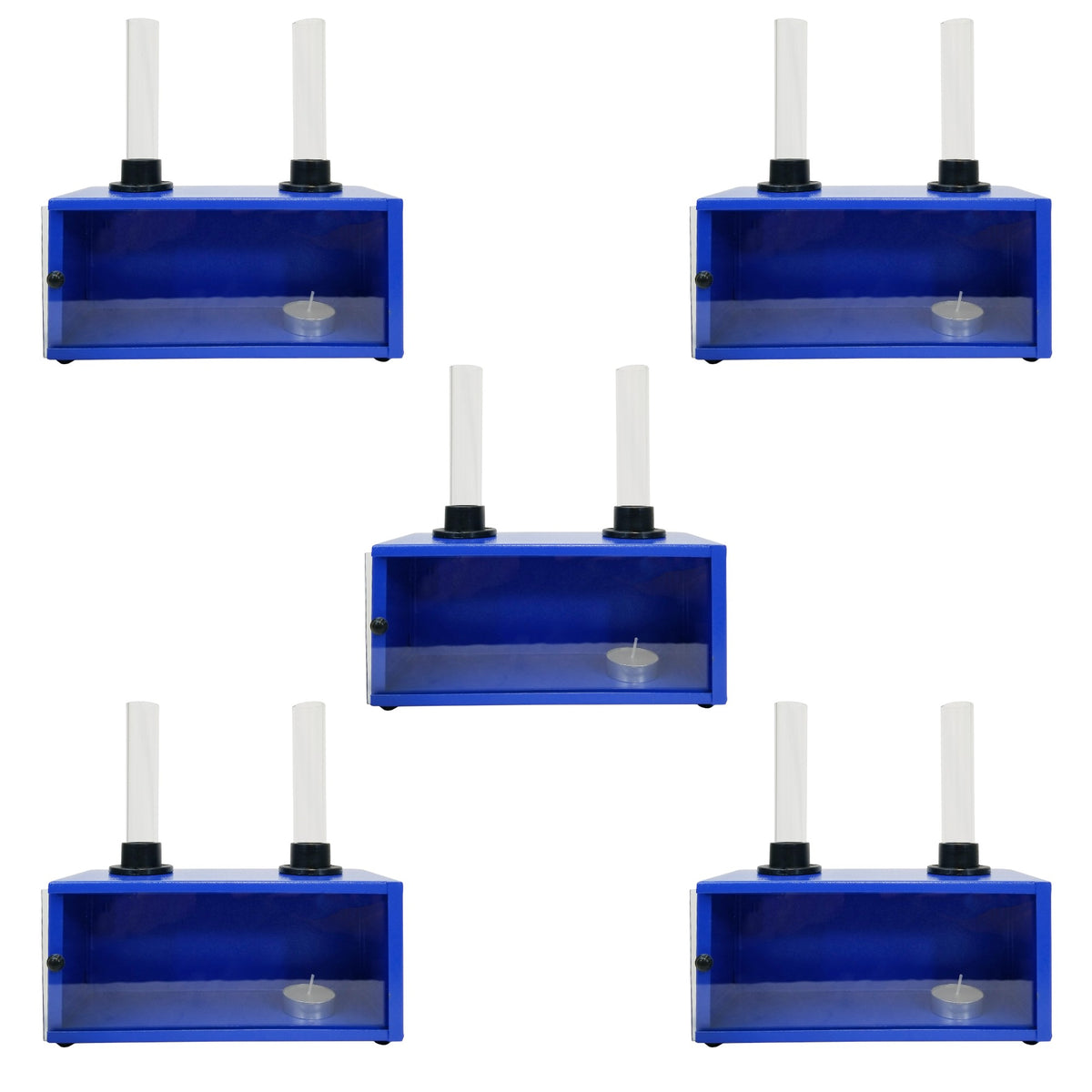 Convection Box with Glass Front and Back Panel and Glass Chimney, Pack of 5