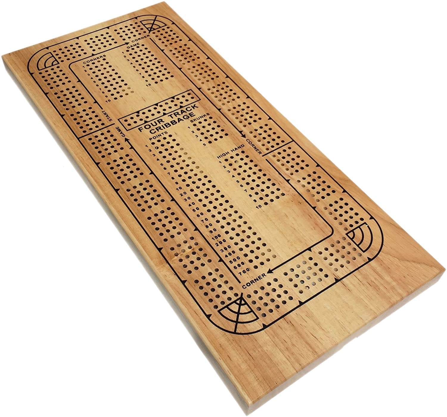 Cribbage - Board  &  Pegs 4 Track Natural Wood