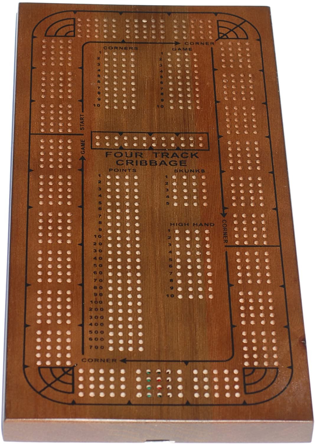 Cribbage - Board  &  Pegs 4 Track Natural Wood