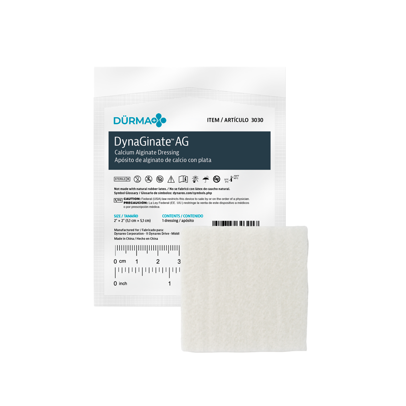 DynaGinate AG - Calcium Alginate Dressing, 2" x 2" - 10 pcs per Box/12 boxes per Case
