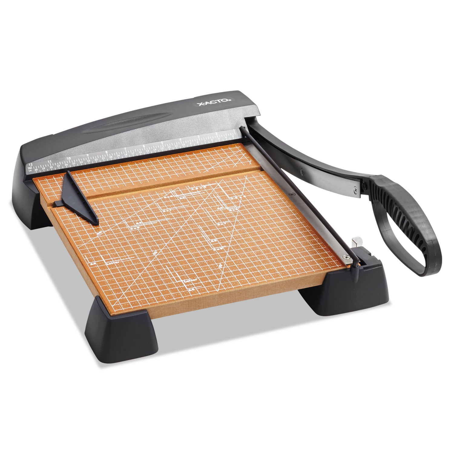 12 Sheet Cutting Capacity - Steel Blade - 12" Cutting Length x 12" Width x 12" Length - Heavy Duty, Textured Grip, Sturdy, Self-sharpening Blade - Wood - Brown - 1 Box