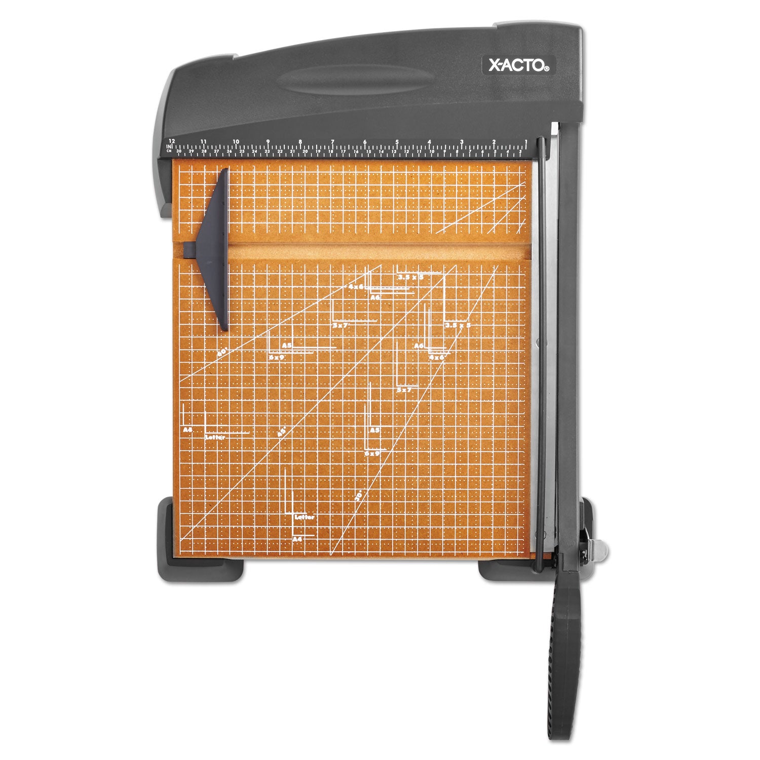 12 Sheet Cutting Capacity - Steel Blade - 12" Cutting Length x 12" Width x 12" Length - Heavy Duty, Textured Grip, Sturdy, Self-sharpening Blade - Wood - Brown - 1 Box